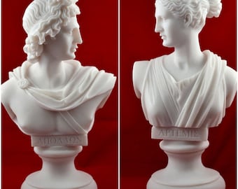 Apollo - Artemis Βusts greek statue  gods NEW Free Shipping - Tracking 6,3 inch 16cm