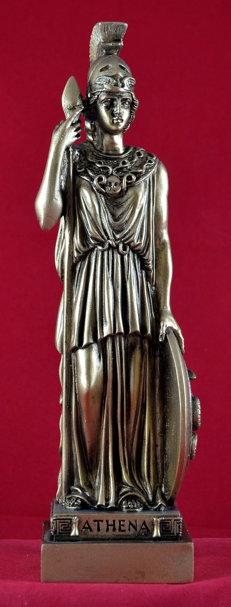 Athena Wisdom Goddess Greek Mythology Gold Patina statue 10 image 0