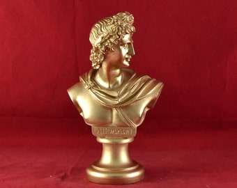 Apollo Βust greek statue light music god  gold NEW 16 cm 6,5 inch