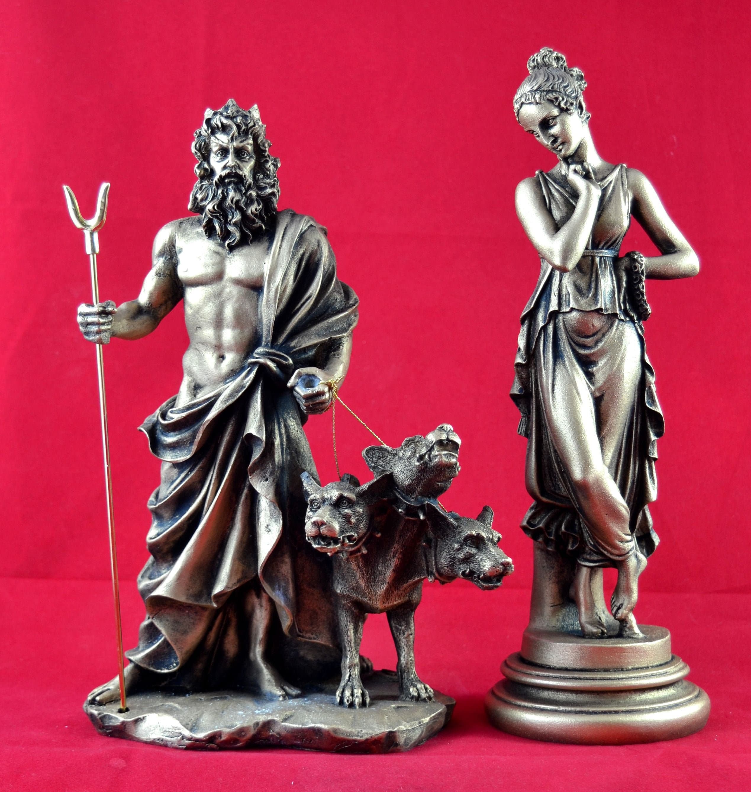 Persephone Goddess Queen of the Underworld and Hades Gold Patina