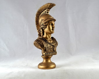 Alexander den store byst, guldpatinerad gjuten marmorstaty (18 cm)
