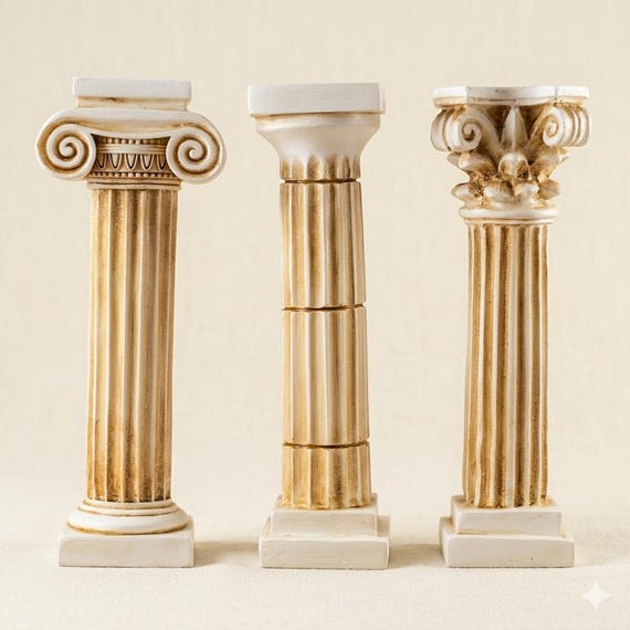 Ancient Greek Doric Corinthian Ionic Order Column Set Pedestal
