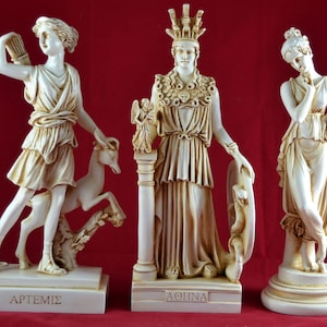 Athena Pallas, Artemis and Persephone  greek statue figure NEW patina