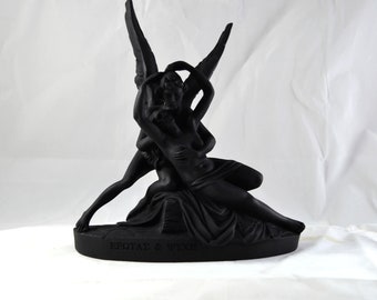 Éros et Psyché, Amour et Âme Patine Noire statue Mythologie Grecque 8,3 pouces (22 cm)