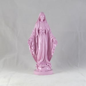 Virgin Mary Sculpture Madonna Marble Greek  Pink  Religious Statue 17 cm (6,7 inches)