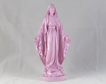 Virgin Mary Sculpture Madonna Marble Greek  Pink  Religious Statue 17 cm (6,7 inches)