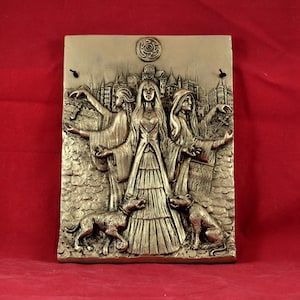 Hecate Gold Magic Witch Goddess Hekate relief statue  23 cm 9 inches