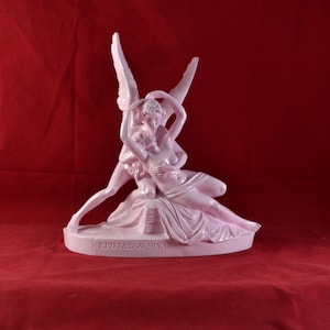 Eros and Psyche, Love and Soul Pink  statue Greek Mythology 8,3 inch (22 cm) Lovers