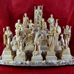 12 Olympian gods Set Statues, Greek Pantheon Aged Patina NEW  With base