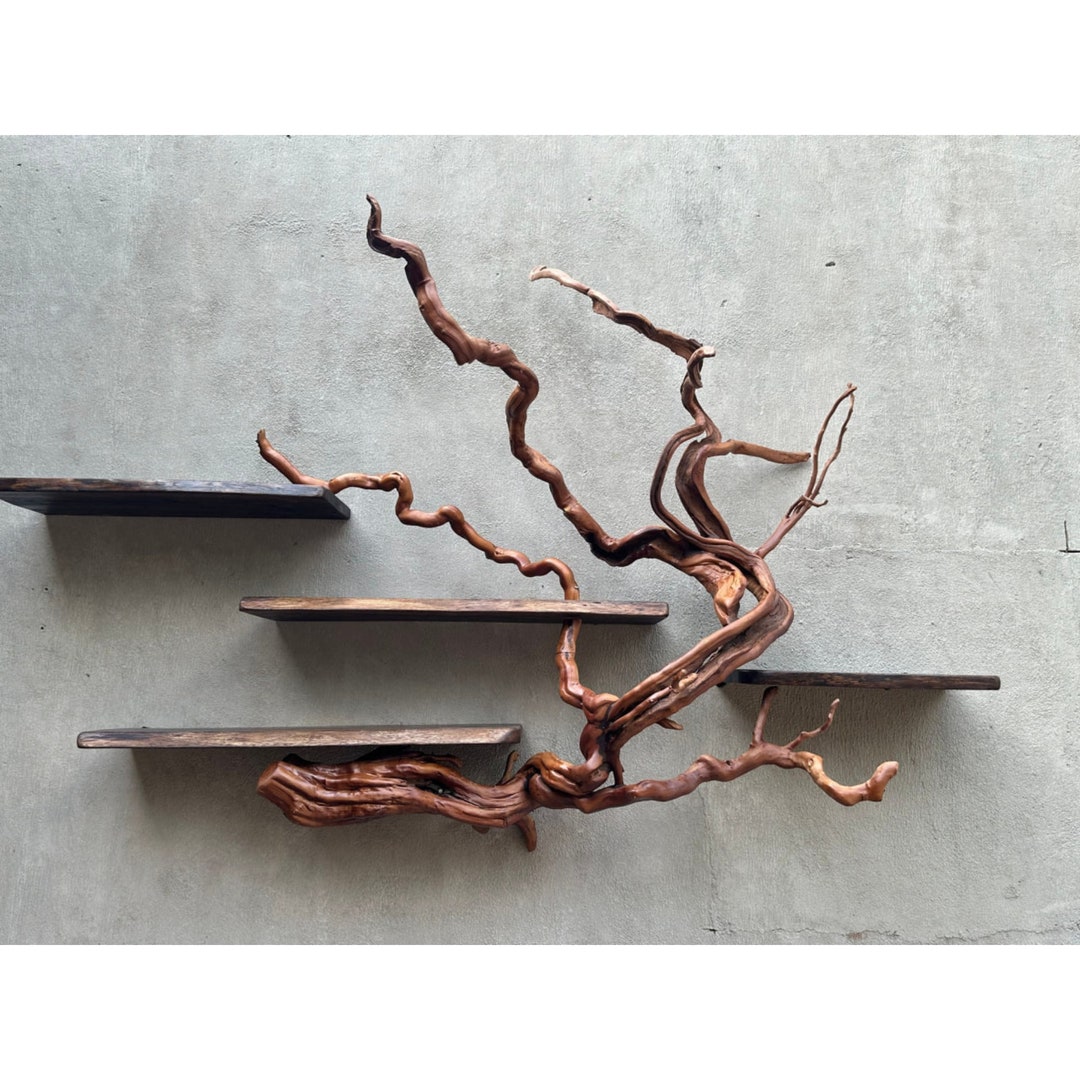 Tree Branch Floating Shelf Solid Wood Live Edge Floating Corner Wall ...