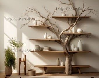 Tree bookshelf with unique shape suitable for living room and bedroom decor.