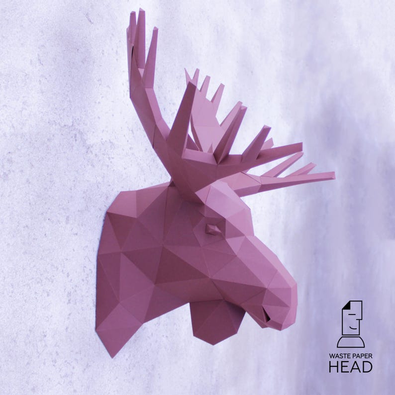 26 papercraft MOOSE HEAD printable digital template | Etsy