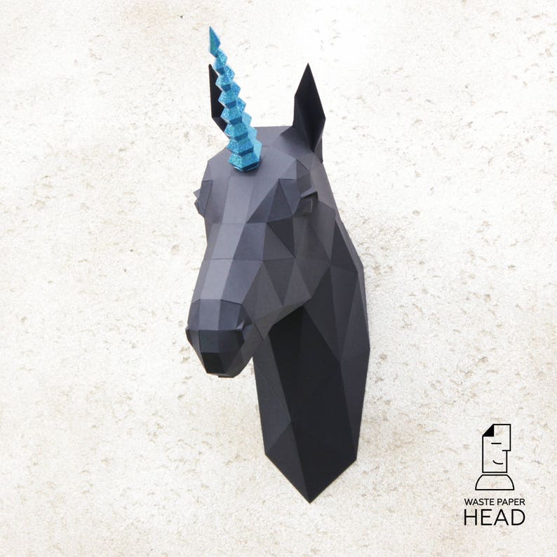 04 paper unicorn head printable digital template etsy