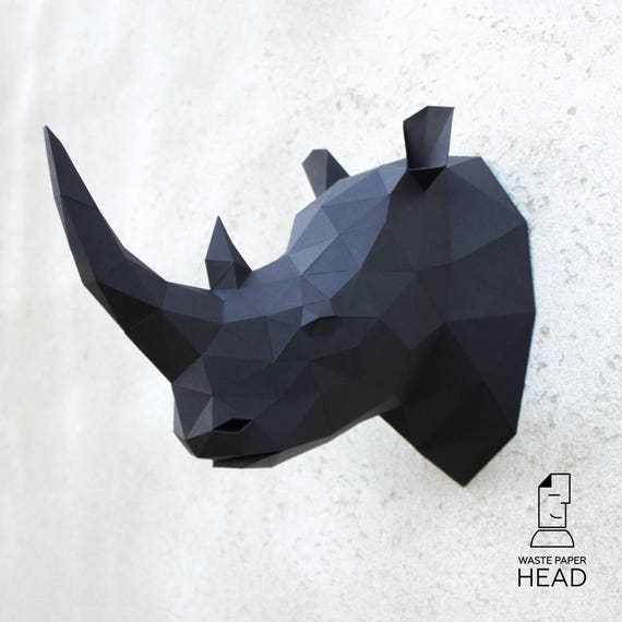 papercraft rhino head digital template etsy