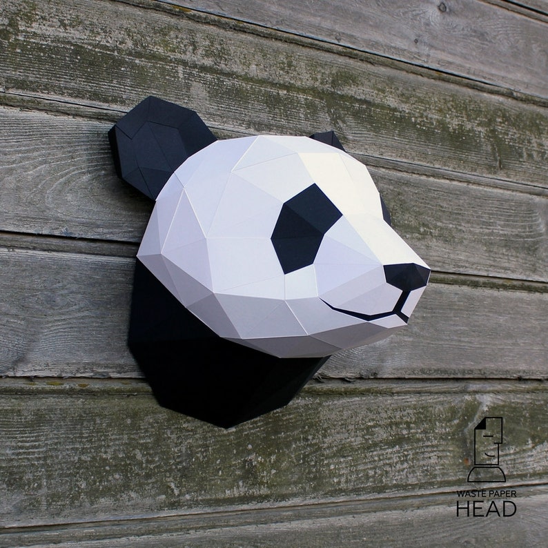 01 Papercraft Panda Head Printable Digital Template Etsy France