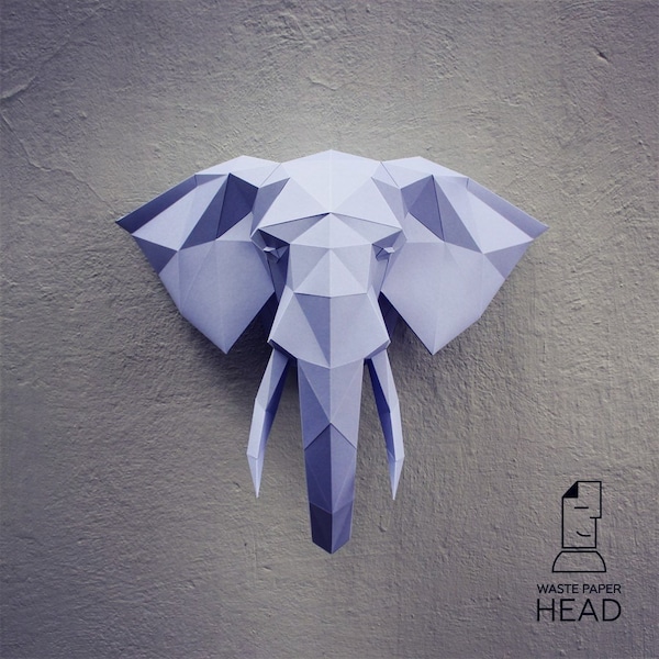 Papercraft elephant head 2 - printable DIY template