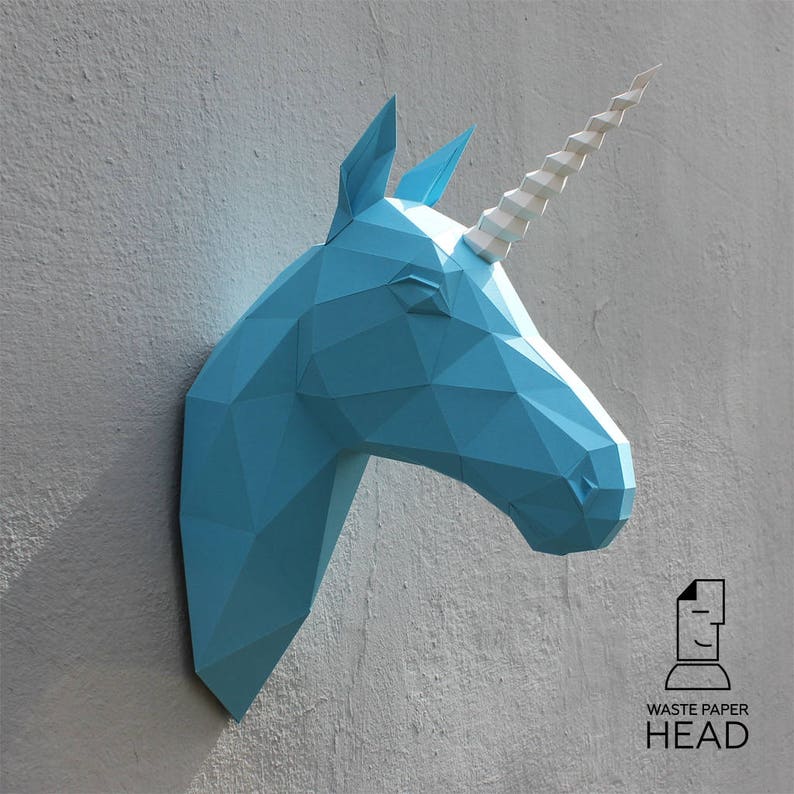 04 paper unicorn head printable digital template etsy