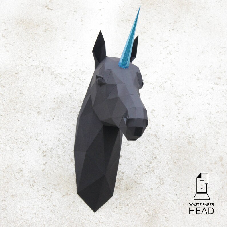 04 paper unicorn head printable digital template etsy