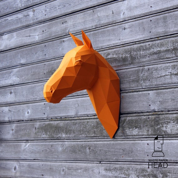 03 Papercraft Horse Head Printable Digital Template