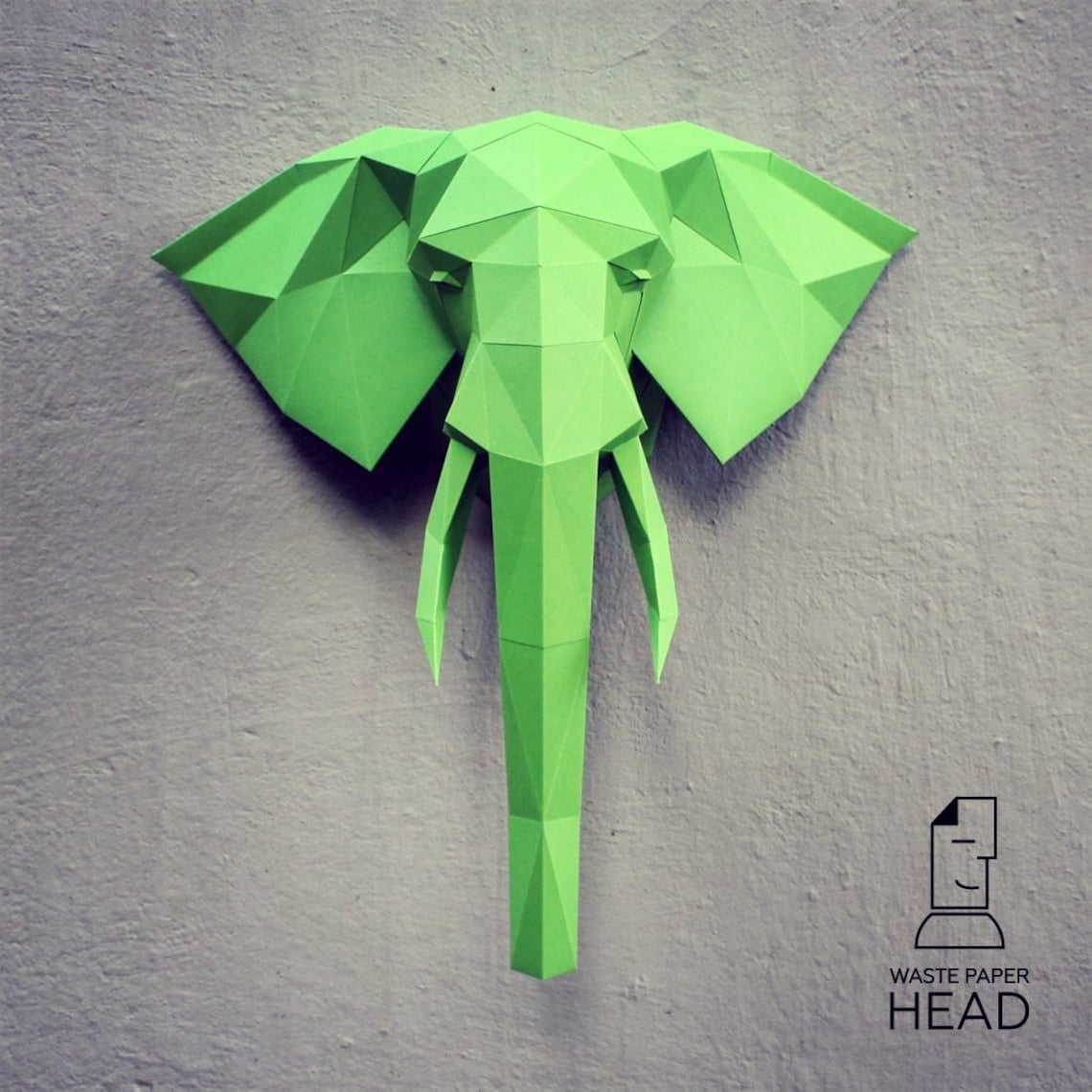 Papercraft elephant head 1 printable DIY template | Etsy