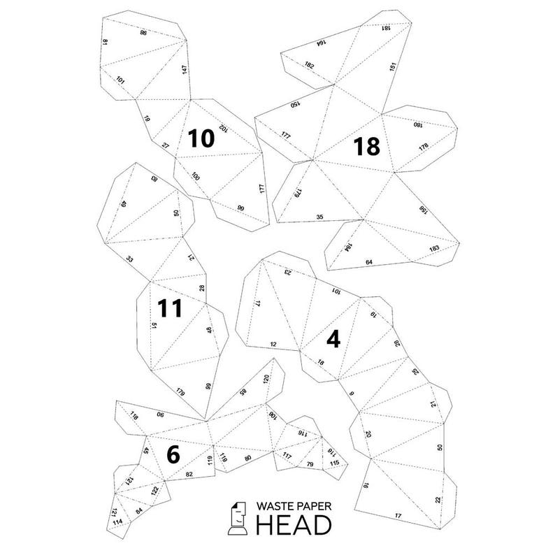 Полигональные фигуры из бумаги схемы для начинающих. Схема головы оленя из бумаги паперкрафт. Развертка головы лисы. Геометрические животные из бумаги схемы. Паперкрафт схемы с цифрами.