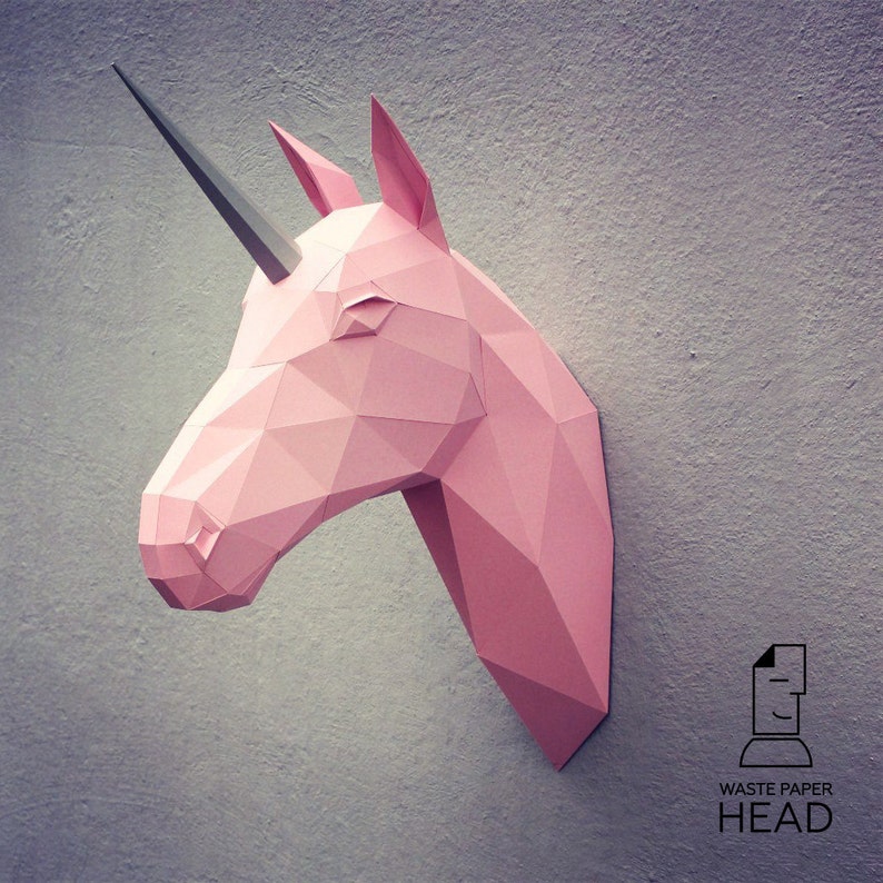 04 paper unicorn head printable digital template etsy