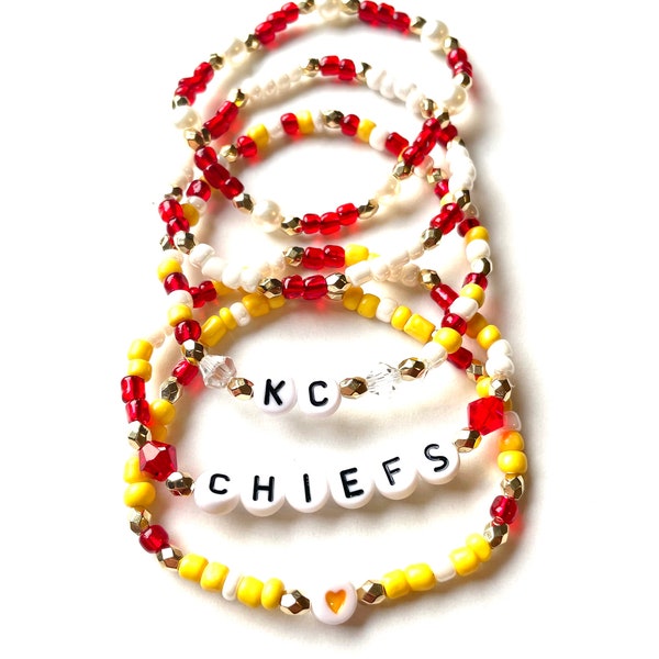 Bracelet d'amitié empilable KC Chiefs Chiefs de Kansas City Travis Kelce Patrick Mahomes