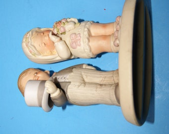 Enesco Figurine 1988 Here Comes The Bride /& Groom God Bless Em NO Box Lucie Attwell w FREE Shipping
