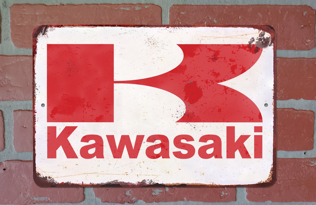 Vintage Metal Sign Reproduction Kawasaki Sign 8 X 12 Man Cave, She Shed