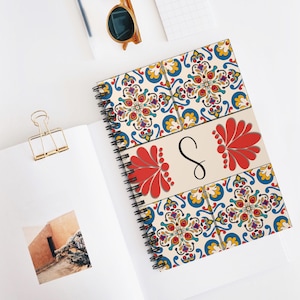 Unique Personalized Journal: Floral Delights for Special Occasions and Mother&#39;s Day, Mexican Pottery Design, Vibrant Floral, Spiral Notebook