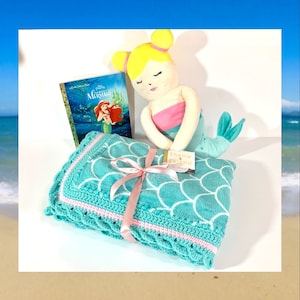 Mermaid Crocheted Baby Blanket Set