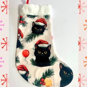 ヴィンテージスタイルの黒猫16インチクリスマスストッキング - パーソナライズ