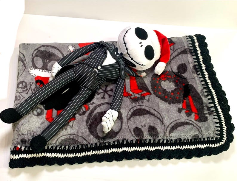 Conjunto de manta y peluche de ganchillo para bebé de Jack Skellington de Pesadilla antes de Navidad imagen 4