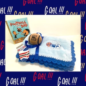 Little Champ Football with Dad, couverture pour bébé au crochet, peluche et livre