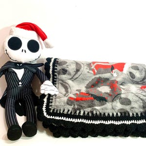 Conjunto de manta y peluche de ganchillo para bebé de Jack Skellington de Pesadilla antes de Navidad imagen 2
