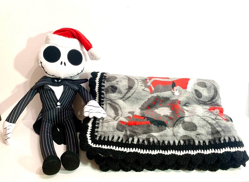 Conjunto de manta y peluche de ganchillo para bebé de Jack Skellington de Pesadilla antes de Navidad imagen 2