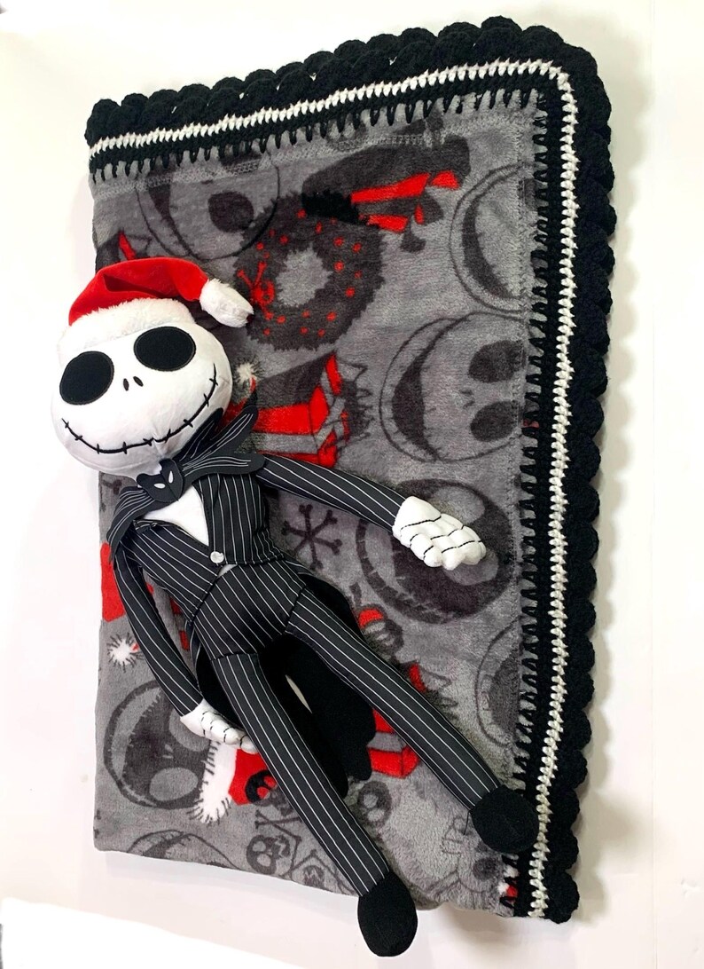 Conjunto de manta y peluche de ganchillo para bebé de Jack Skellington de Pesadilla antes de Navidad imagen 5