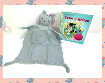 Kitten Muslin Lovey Security Blanket & Katie the Kitten Book Gift Set
