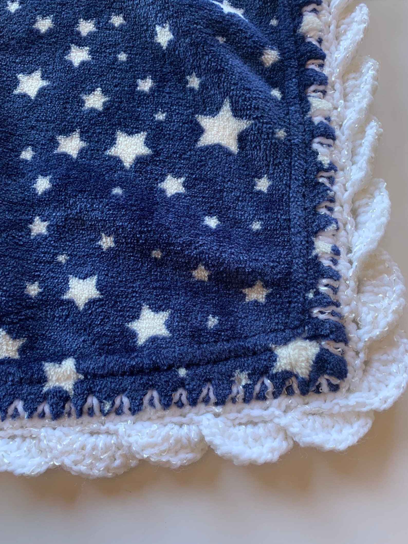 Moon and Stars Baby Blanket Gift Set with Crochet Trim Etsy