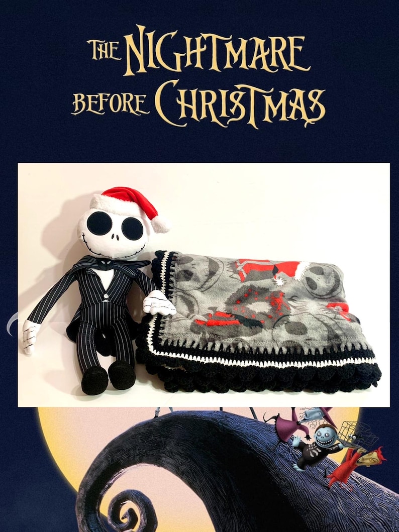 Conjunto de manta y peluche de ganchillo para bebé de Jack Skellington de Pesadilla antes de Navidad imagen 1