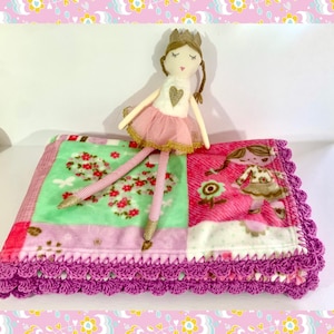 Princess Mouse Patchwork Crochet Baby Blanket Doll Set