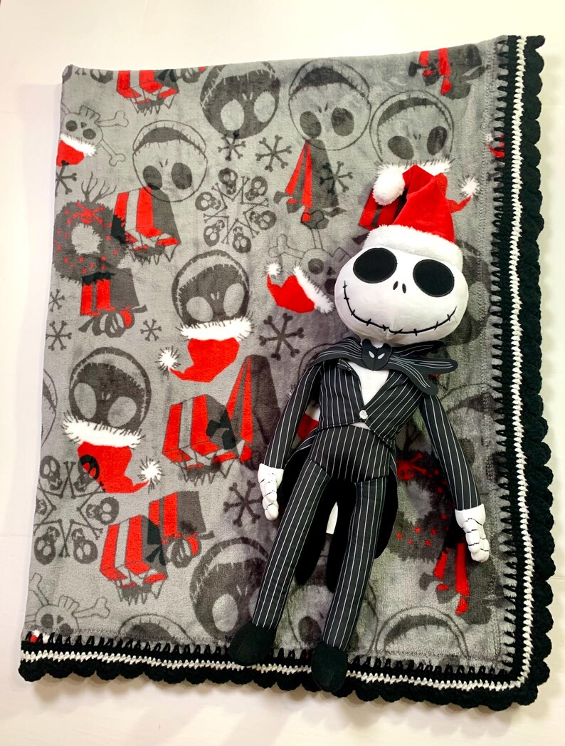 Conjunto de manta y peluche de ganchillo para bebé de Jack Skellington de Pesadilla antes de Navidad imagen 6