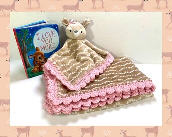 Natural Girl Deer Crochet Baby Blanket & Lovey Gift Set