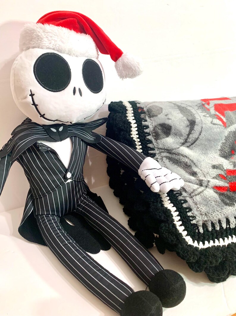 Conjunto de manta y peluche de ganchillo para bebé de Jack Skellington de Pesadilla antes de Navidad imagen 8