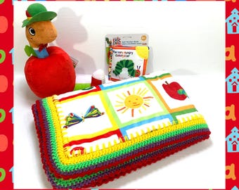Eric Carle Minky Sherpa Crochet Baby Blanket & Book Gift Set with Richard Scarry Lowly Worm Plush