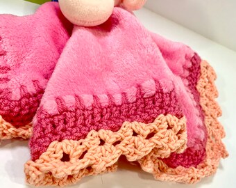 Vintage Floral Pink Elephant Sleep and Play Crocheted Lovey Gift