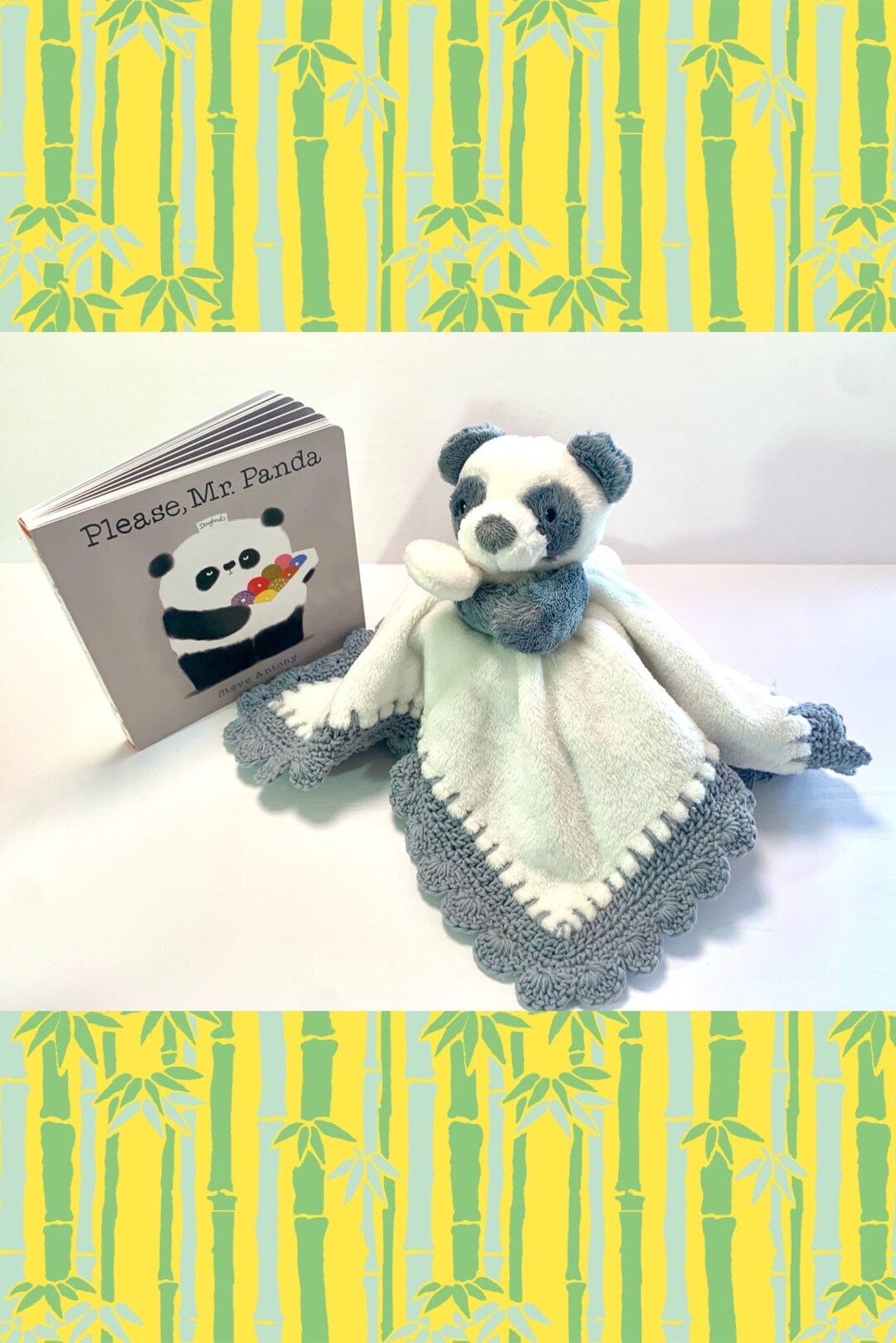 Please Mr Panda Crochet Lovey Security Blanket Book Set UK