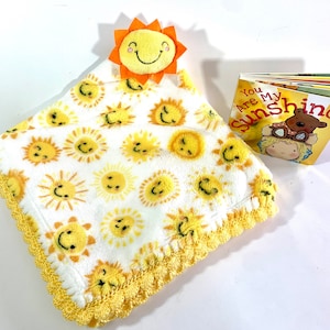 You Are My Sunshine Crocheted Lovey Security Blanket & Book Set