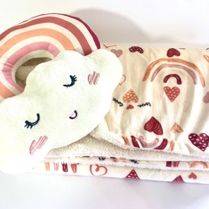 Rainbow Baby Minky/Sherpa Crochet Baby Blanket & Pillow Set - Customized Crochet Options
