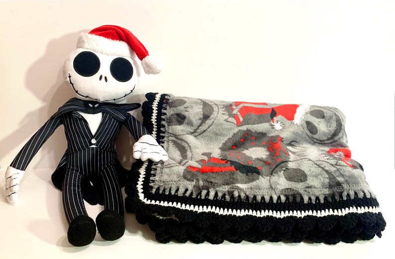 Conjunto de manta y peluche de ganchillo para bebé de Jack Skellington de Pesadilla antes de Navidad imagen 3